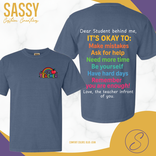 DEAR STUDENT BEHIND ME …