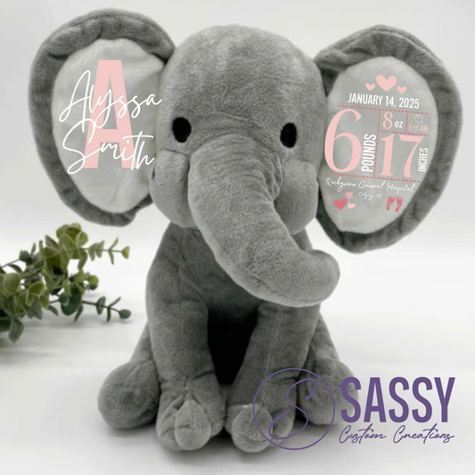 BIRTH ANNOUNCEMENT PLUSH ELEPHANT