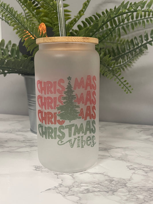 CHRISTMAS VIBES GLASS CAN